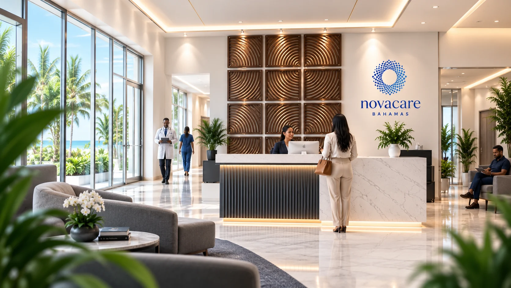 Conceptual visualization of a bright modern healthcare reception