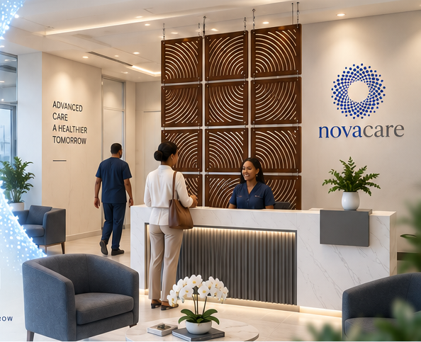 NovaCare Bahamas reception and patient welcome area in Freeport, Grand Bahama